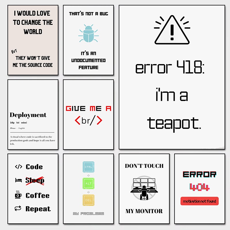 Office Tech Software - Funny Programmer Poster Error 418 I'm