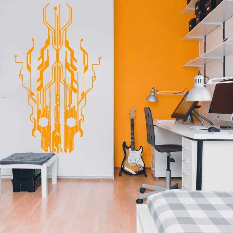 Chip Circuit Tech Skull Vinyl  - Tech Office Wall Decor review and price