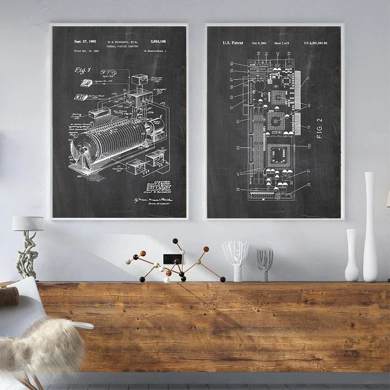 6Pcs Vintage Computer Patent W - Office Tech Setup review and price