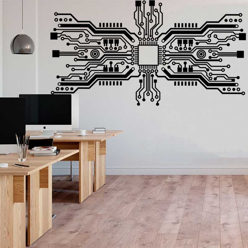 Circuit Board Chip Wall Sticke - Tech Office Wall Decor review and price