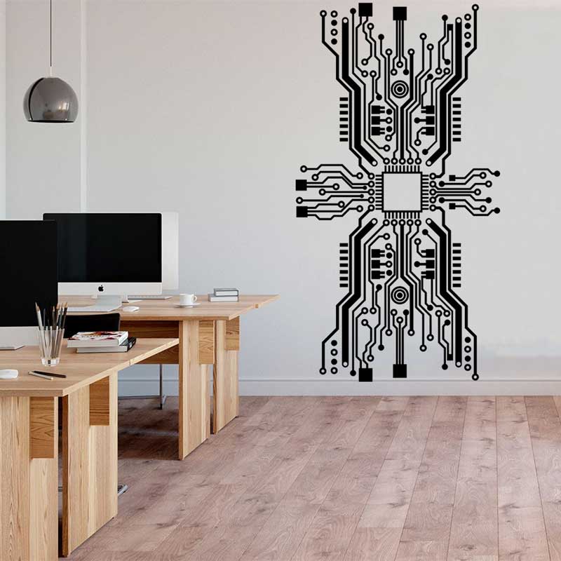 Circuit Board Chip Wall Sticke - Tech Office Wall Decor review and price